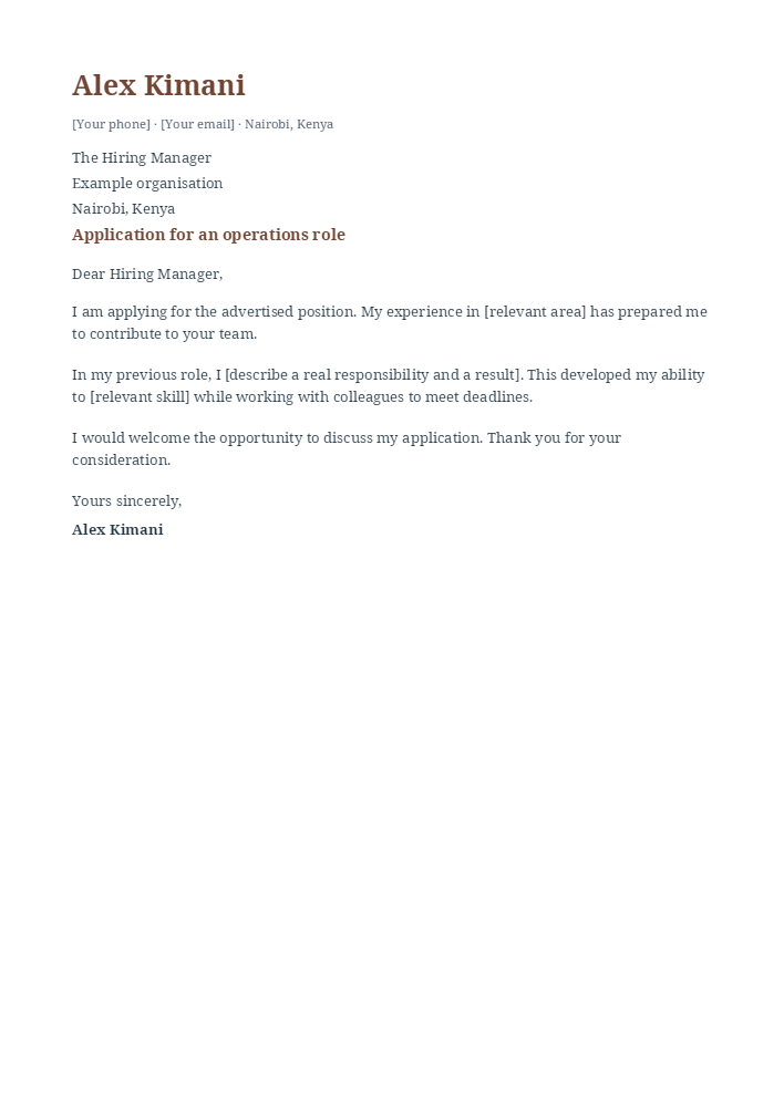 Elegant Application cover letter template sample
