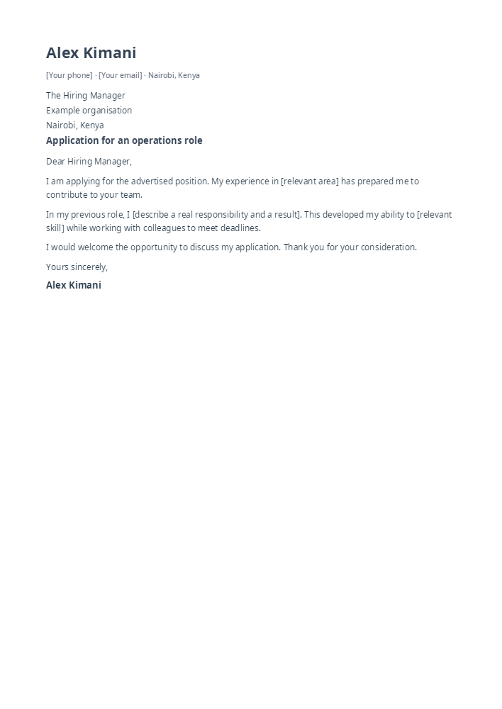 Concise Letter cover letter template sample